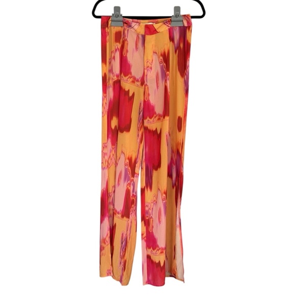 Tiger Mist Vibrant Multicolor Wide Leg Pants with Slits - Picture 2 of 9